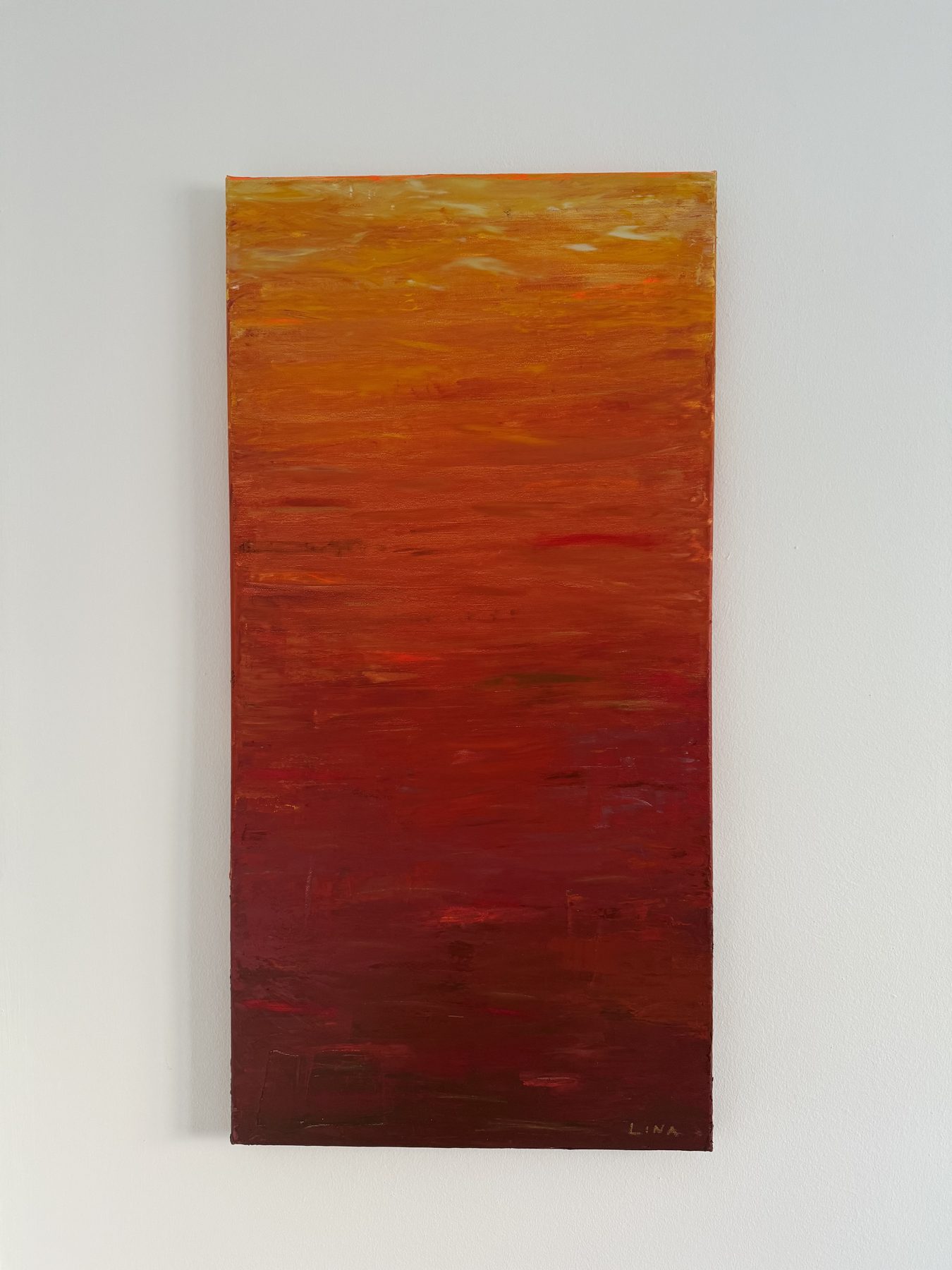 Sunset Symphony, Acryl auf Leinwand, 2026, Orange und Rot