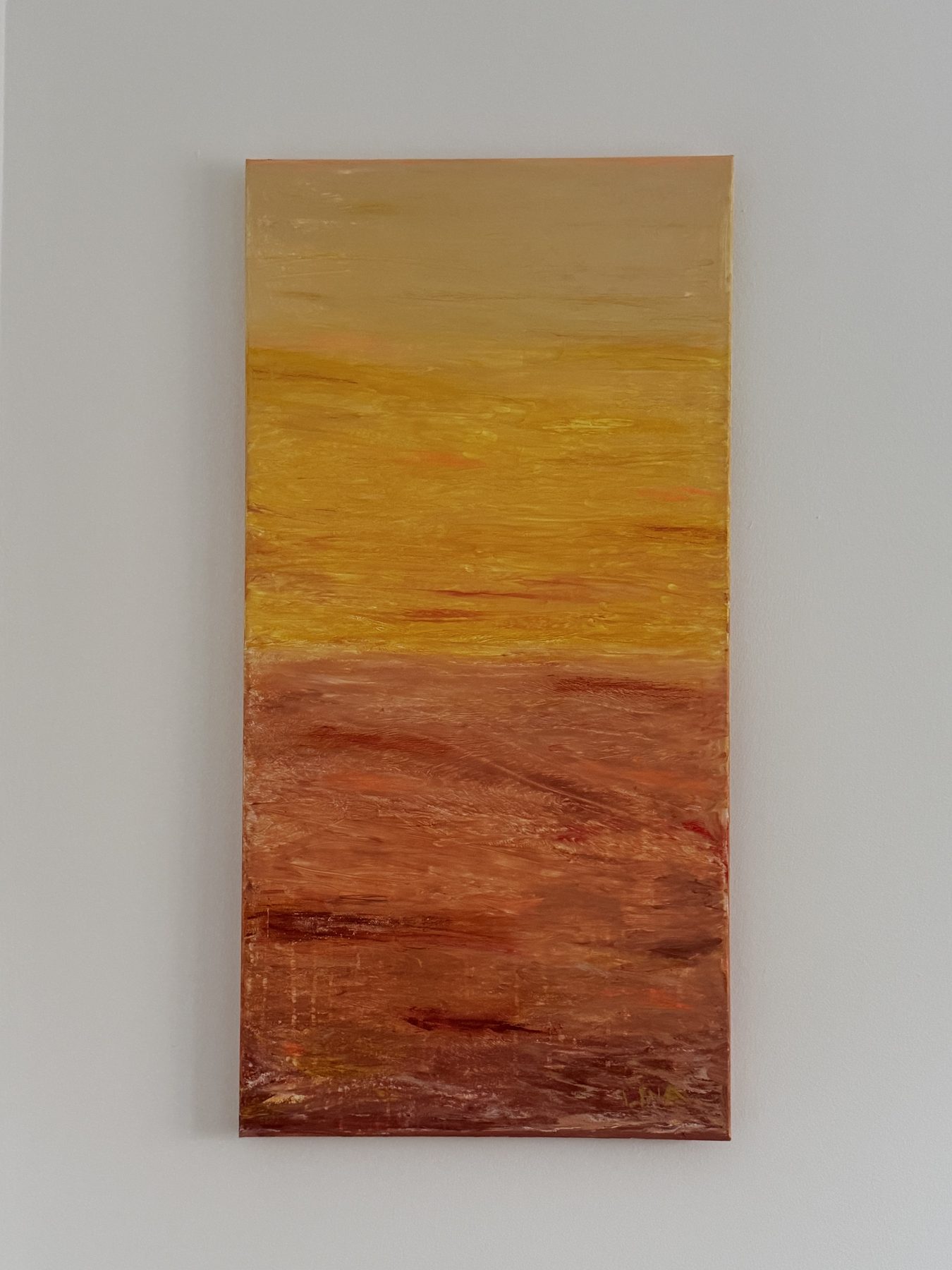 Goldener Horizont, Acryl auf Leinwand, 2025, Gold und Rostrot, vergeben